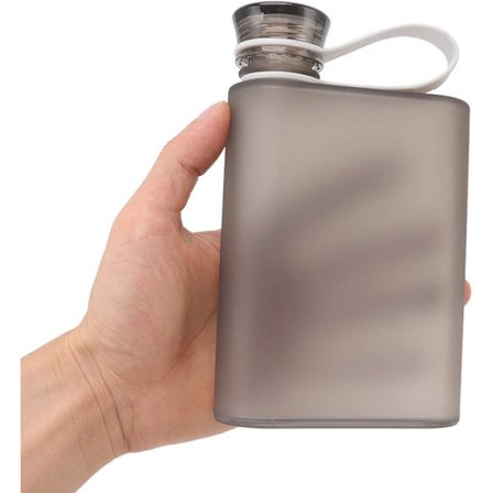 Litteä vesipullo, 380 ml kannettava ohut litteä vesipullo tiivis muovinen vesipullo (harmaa)