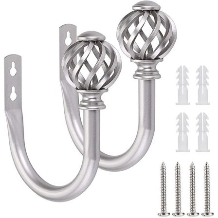 Et par Nest Modellering Metall Gardinkroker - Lettvekt Dekorativ Gardin Draperi Tiebacks Holdbacks Metallkrok Dekorativ Krok (Sølv)