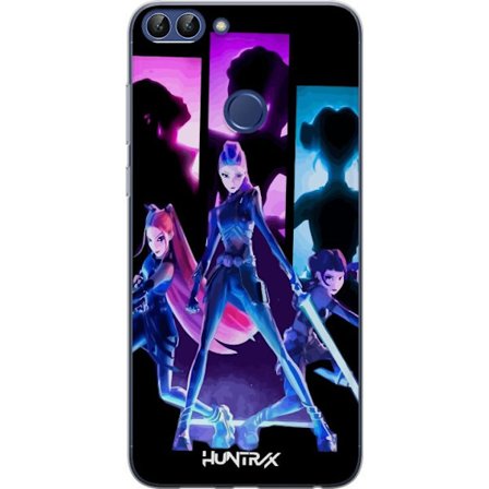 Yhteensopiva Puhelinkuori Huawei Huawei P smart Tulevaisuutta ennustava tyttöryhmän kuva, jossa on neonvaloja ja voimakkaita värejä sci-fi-esteett