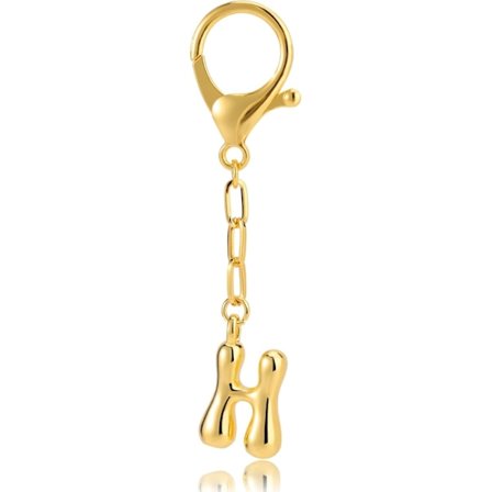 Initial Nøglering til Kvinder, Guld Mode Charm Bogstav Nøglering, Kobber Boble Alfabet Nøglering til Tasker (H)
