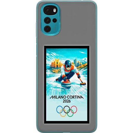 Kompatibel Mobilcover til Motorola Moto G22 Ishockeyillustration med spillere i bevægelse på isen, Milano Cortina 2026, Milano-landemærker og olympisk