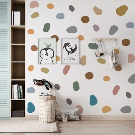 Boho Polka Dots Daisy Flower Heart Nursery Wall Stickers Peel Stick Vinyl Wall Decal Poster Baby Kids Room Playroom Home Decor