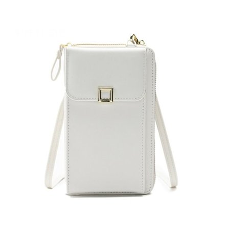 Women Crossbody Bag Zipper Phone Pouch VIT white