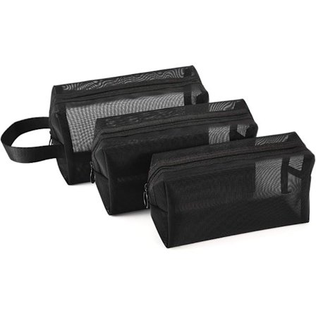 3-delad kosmetikaväska, nätkosmetikaväska för män och kvinnor med dragkedja