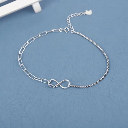 Fashionabel Designer Romantisk Kärleksbrev Form Äkta 925 Sterling Silver Kvinnor Kvalitet Fotlänk~02862