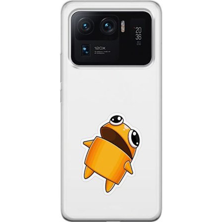 Yhteensopiva Puhelinkuori Xiaomi Xiaomi Mi 11 Ultra Oranssi piirretty hahmo, jolla on suuret silmät ja dynaaminen asento leikkisässä tyylissä