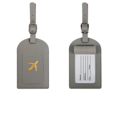 1st Kvinnor Män PU Läder Bagage Tag Resväska Identifiering Etikett Grey