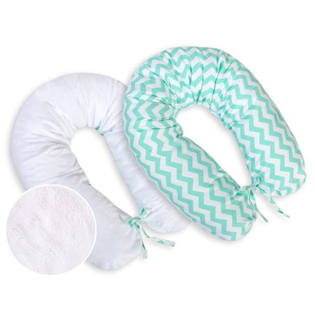 Graviditetskudde - Kroppskudde - Dubbelsidig komfort, tvättbar täckning, 170 cm, Chevron Mint