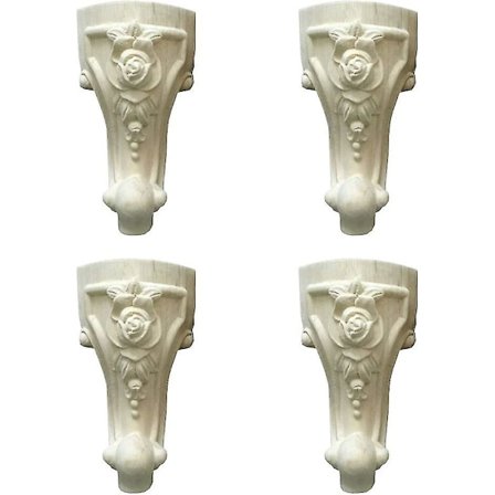 4 stk. Træudskårne Møbelben, 6 tommer/15 cm Massive Træmøbelben, Bordmøbelben