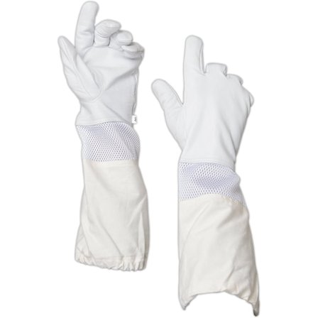 Stora Black Friday-erbjudanden! Biodling Premium Getläder Biodlarglove med vit ventil Lång Canvasärm med elastisk manschett (XL)