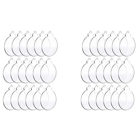 100 stk. Runde Akryl Julepynt Blank Gjennomsiktig Akrylpynt med Hull for DIY Håndverk