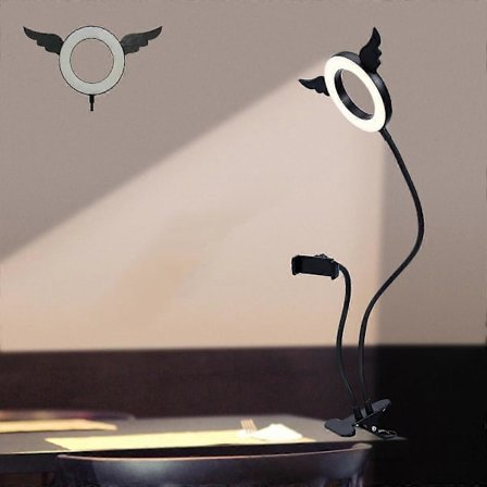 5 tums änglavingar Clip Light, USB Fill Light LED Ring Light med Clip för Live Fotografering Läsning Broderi