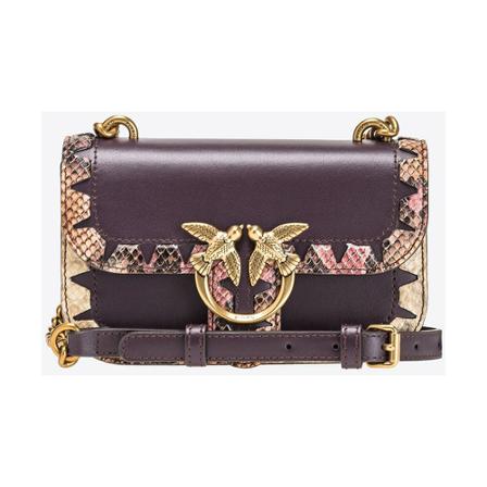 Pinko Baby Love Tas Bell Animalier , Paars , Dames , Maat: ONE Size Schoudertassen