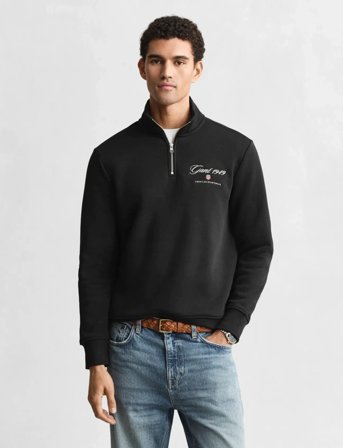 GANT Graphic Half Zip - Black - S