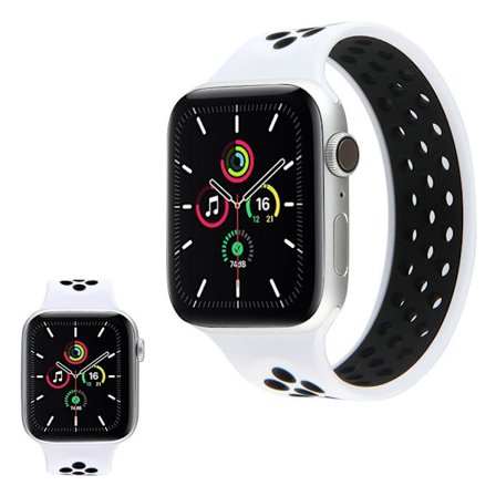 Apple Watch Series 6 / 5 44mm dual color silicone watch band - Black / White / Size: S