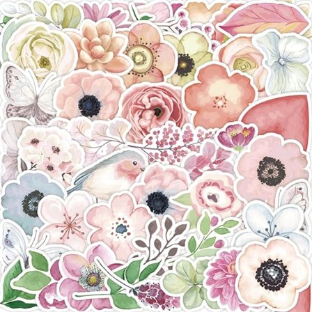 100 stk klistremerker av blomster, utklippsbok klistremerker blomsterklistremerker