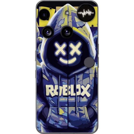 Kompatibelt Mobildeksel til Nothing Nothing Phone (3) Blågul Roblox hettegenserfigur med minimalistisk neonstil og masket ansikt, moderne spillillust