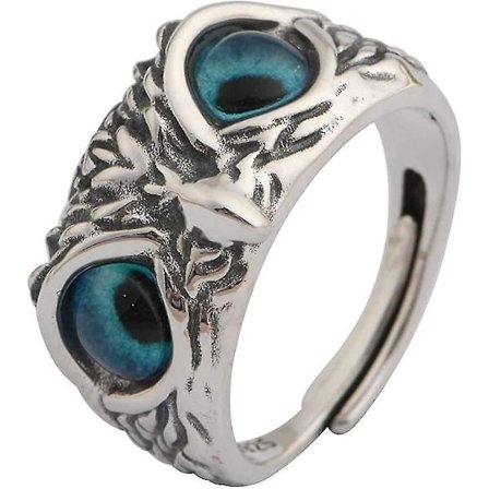 Justerbar Demon Eye Owl Ring i Sterlingsølv, 925 Sølv Demon Eye Owl Gave