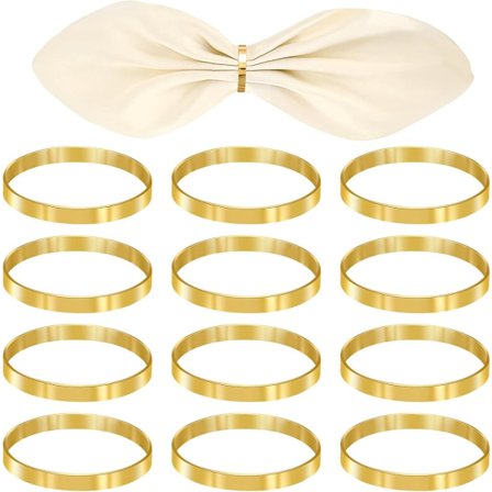 12 stk. metallserviettringer gull - elegant serviettring - juleserviettringer