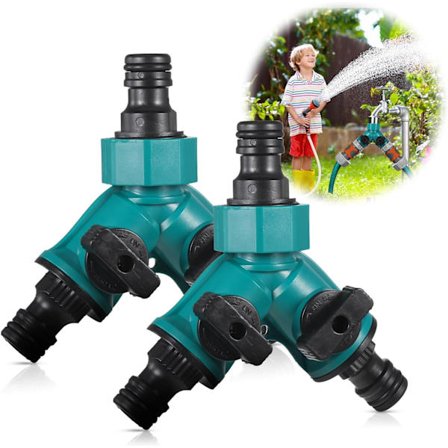 2 stk hageslange splitter kran splitter Y-splitter tilkobling med individuelle på/av-ventiler, 2-veis hagevannrørskoblinger for vanning hage