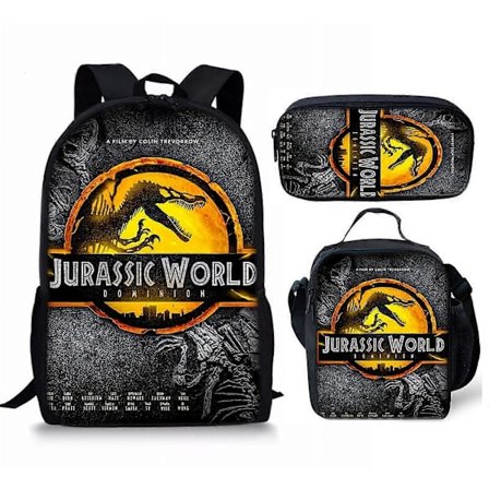 Jurassic World Lasten 3 osainen reppusetti Sarjakuvareput Koululaukku Kannettavan tietokoneen laukku Matkailu Retkeily Ulkoilureppu refya461