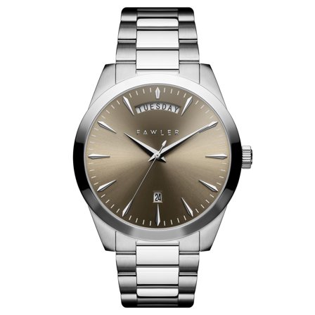 Eric | Brown and Silver-tone Stainless Steel Watch with Day and Date for Men - Wrist watches