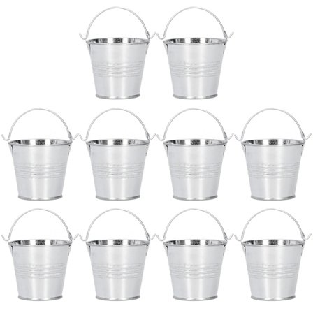 10 Stk. Mini Sukkulent Blomsterpotte Lille Metalspand til Indendørs Udendørs Indretning Blank Sølv 4x5,5x6cm