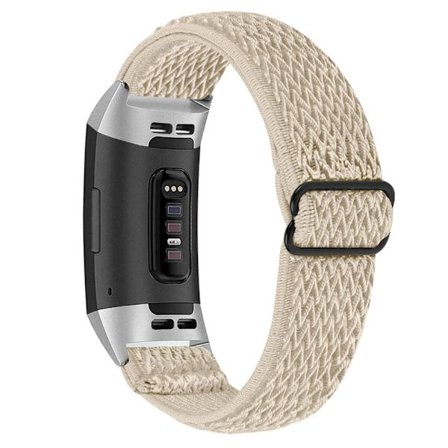 Fitbit Charge 4 / Charge 3 elastisk klokkerem i nylon - Aprikos