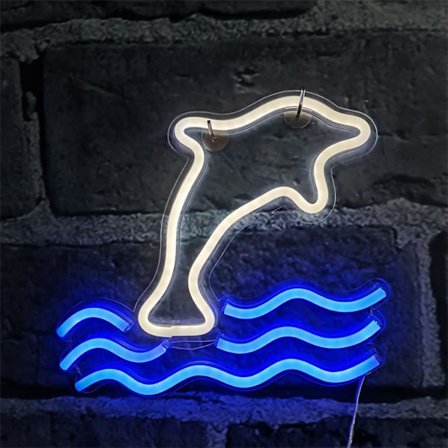 1 st LED Neonljusskylt Delfin USB Nattljus Dekorativ skylt f