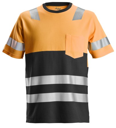 Snickers Workwear 2534 AllroundWork T-shirt Bemærk, orange/sort Hi-Vis, Orange/Sort, Tøj