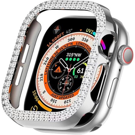 Apple Watch Series 10 46mm Bumpresistent Case Hollow Design Rhinestone Decor Watch Frame Cover - Sølv
