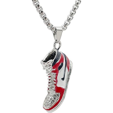 Halskjede for menn og kvinner, skoanheng i rustfritt stål, 70 cm kjede, sneakers halskjede for menn, hip hop punk bursdagsgave smykke for menn