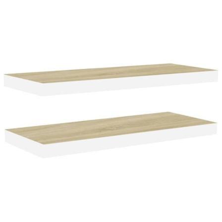 Vidaxl Svävande Vägghyllor 2 St Ek Och Vit 60x23,5x3,8 Cm Mdf Brun