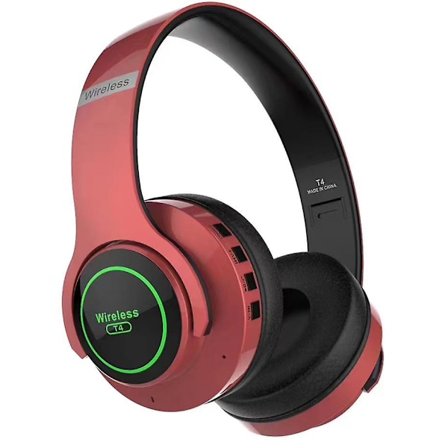 T4 Bluetooth langaton LED-valo Musiikki Subwoofer Stereo Kuulokkeet(Punainen)