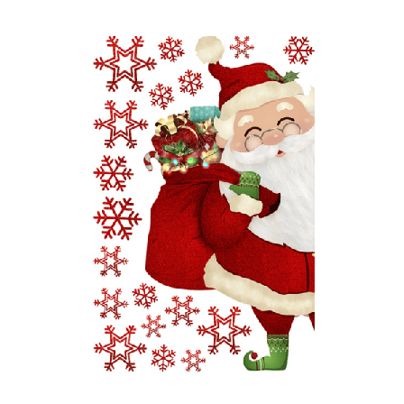 Lumiukko Joulupukki seinätarra, kaksisuuntainen näkyvä koriste