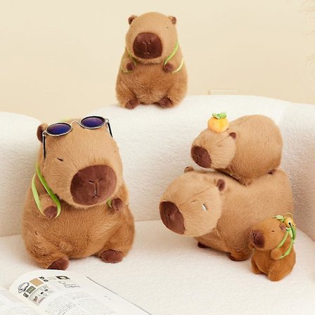 Capybara Plyslegetøj, 25 cm Capybara med Skildpadde Realistisk Blød Capybara Legetøj Udstoppede Plysdyr, Capybara Udstoppede Dyr, Capybara Blød Plys-
