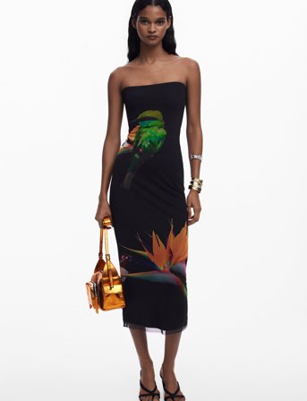 Desigual Colibrí Strapless - Black - XL