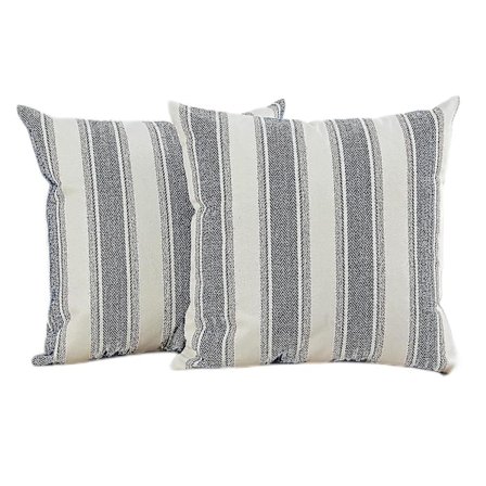 Raidalliset Tyynynpäälliset Maalaistalon Tyyliin (2 kpl, Sininen)