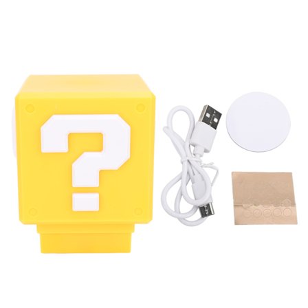 Super Spørgsmålstegn Natlampe LED Blok Lydlys USB Genopladelig Sengelampe til Børn