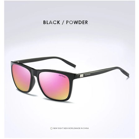 AORON Polariserade solglasögon för män, klassiska fyrkantiga solglasögon UV400 spegel aluminiumbågar