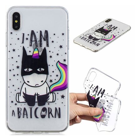 iPhone Xs Max mjukt och flexibelt silikonplast skal med präglat mönster - Häftig Enhörning