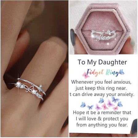 Til Datteren Min Fidget Ring, Til Datteren Min Butterfly Ring, Dattergave Fra Mamma Angstdempende Ringer