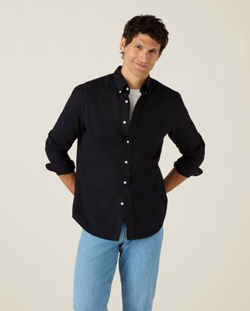 Lexington Casual solid flanelli button down -paita, musta