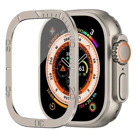 Aluminiumlegeringsfodral + Härdat glas för Apple Watch Ultra 2 49mm Anti-rep Skärmskydd för iWatch Ultra 49mm Skyddsfilm