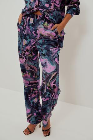 Fredrik Robertsson x NA-KD Pantalon en satin à motifs - Pantalons imprimés - Multicolore - EU 32