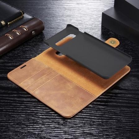 DG.MING Plånboksfodral 2-i-1 Split för Samsung Galaxy S10 - Brun Brun