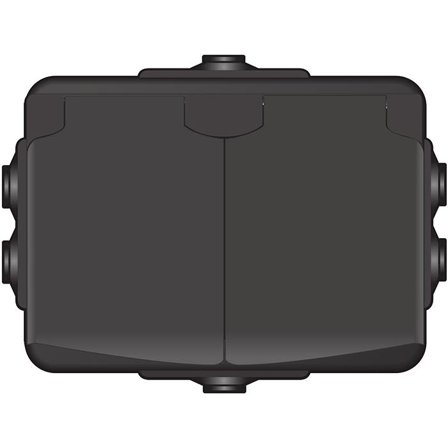 Norwesco AquaBest 1860009 Stikkontakt 2-veis, kapslet, svart, Strømbrytere & vegguttak