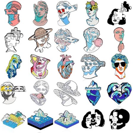 30 Style Statue Heart Skull Sculpture Brooches Skeleton Puzzle Anatomy Mask Splicing Enamel Pin Badge For Women Jewelry
