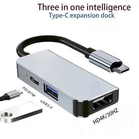 Dockingstasjon 3 i 1 Typec til 4K30hz+Pd87W+Usb3.0 for iPad Switch Nintendo Hub Notebook-konverter