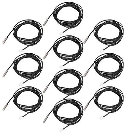 10 st NTC-termistor temperatursensor 5x25mm sond med 2 meter kabel 15K B3950